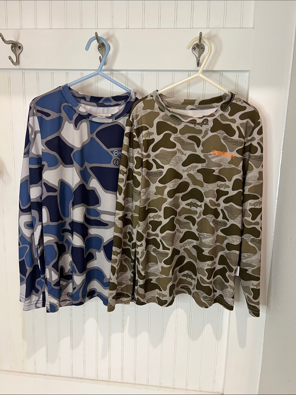 Magellan Outdoors Kids Long Sleeve Camo Tees - Blue & Olive